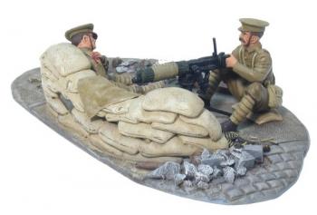 British 4th Battalion, 1st Royal Fusiliers, Vickers Machine Set with Barricade--two figures and scenic base--RETIRED--LAST ONE!! #11474