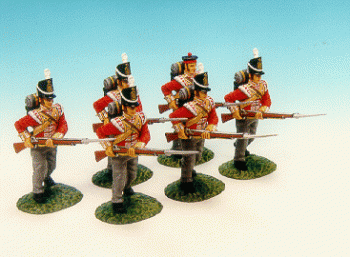 Six Advancing Infantrymen, 1st Battalion, 3rd Regiment of Foot (The Buffs), British Army--six figures--RETIRED--LAST ONE!! #1434