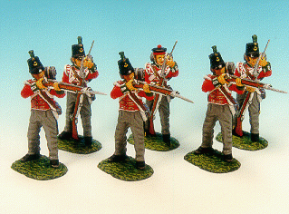 Six Infantrymen (3 loading, 3 firing). 1st Battalion, 68th Durham Light Infantry, British Army--six figures--RETIRED--LAST ONE!! #1436