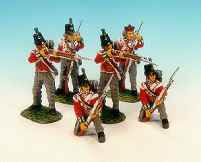 Six Infantrymen, (2 loading, 2 firing, 2 kneeling to repel), 1st Battalion, 68th Durham Light Infantry, British Army--six figures--RETIRED--LAST ONE!! #1437