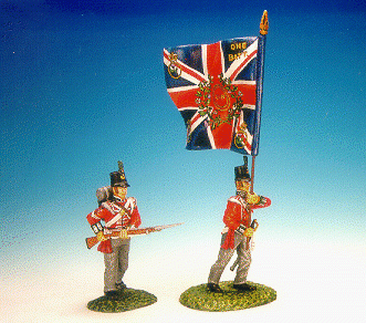 Image of Officer with Kings Colour and N.C.O., 1st Battalion, 68th Durham Light Infantry, British Army--two figures--RETIRED--LAST ONE!!