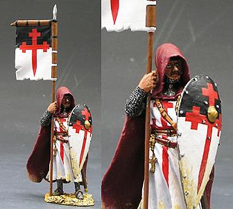 Image of Standing Sword Brethren with Flag & Shield--single figure with flag--RETIRED. ONE AVAILABLE! #12731