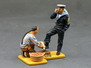 Shoeshine Stand--two figures--RETIRED. - LAST ONE!  #13048
