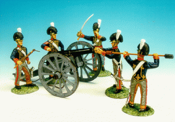 Cannon with Five Man Crew Firing, Royal Horse Artillery, British Army--cannon and five figures--RETIRED--LAST ONE!! #1522