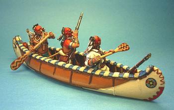 Woodland Indians in Canoe--canoe and three American Indian figures--RETIRED--LAST ONE!! #13446