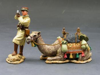 Vichy French Officer with Compass & Sitting Camel--single figure and prone camel figure--RETIRED. - LAST ONE!  #13466