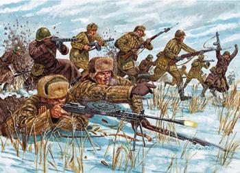 Image of Italeri: WWII Russian Infantry in Winter Uniforms--16 in 8 poses (BAGGED)--RETIRED--LAST FIVE!!