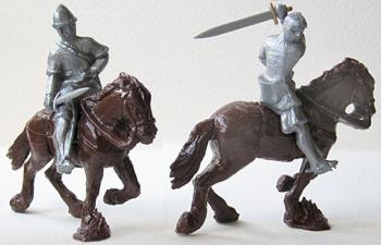 Image of Mounted Normans Set 1--two mounted plastic figures--AWAITING RESTOCK.