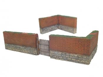 Image of Brick Wall Section with Working Gate and Two Corner Sections--RETIRED.