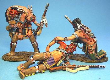 Image of Woodland Indians with Wounded--three figures**--RETIRED. ONE AVAILABLE! 