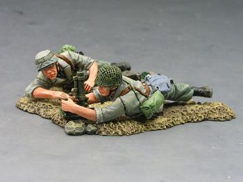 Image of German Fallschirmjager Two-Man Mortar Team  Prone--two figures with leGrW36--RETIRED--LAST ONE!!