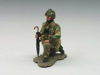 WWII British Airborne Officer Kneeling w/ Umbrella--single figure--RETIRED. #14686