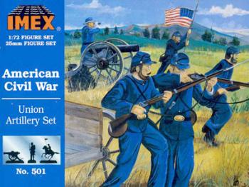 Union Artillery Set--25 figures, limber wagon, horses & cannons #1690