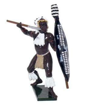 Image of Zulu inGobamakhosi Regiment Throwing Spear, Gloss Finish, single figure--RETIRED--LAST ONE!!