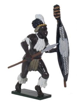 Image of Zulu iNdluyengwe Regiment Advancing with Assegai--Gloss Finish--single figure--RETIRED--LAST ONE!! Image of Zulu iNdluyengwe Regiment Advancing with Assegai--Gloss Finish--single figure--RETIRED--LAST ONE!!