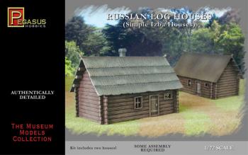 Image of Russian Log Houses (2 houses)--1:72 scale model houses--ONE IN STOCK.