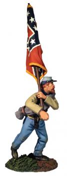 Image of Confederate Infantry Flagbearer Advancing with Army of Northern Virginia Battle Flag--single figure