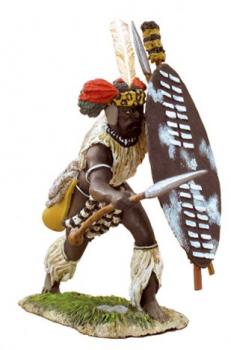 Image of Zulu uMbonambi Regiment Attacking with Assegai #1--Single Figure--RETIRED--LAST ONE!!