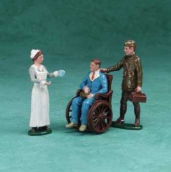 Hospital Wheel Chair Set--three figures and chair--RETIRED--LAST ONE!! #1956