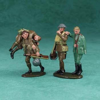 Wounded Man Carried by Sergeant, and British Soldier Helping German--four figures on two bases--RETIRED--LAST ONE!! #1958