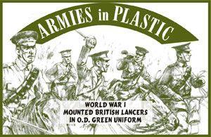 WWI British Mounted Lancers--5 mounted figures in 5 Poses, OD Green #18337