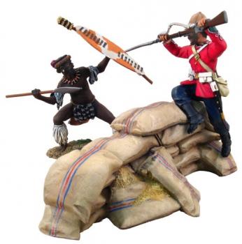 Image of Overwhelming Odds--British 24th Foot Repelling Zulu uDloko Regiment Warrior--RETIRED--LAST ONE!!
