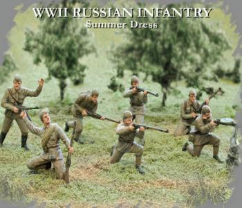 WWII Russians Infantry (Summer Dress)--forty unpainted 1:72 scale plastic figures WWII Russians Infantry (Summer Dress)--forty unpainted 1:72 scale plastic figures #18671