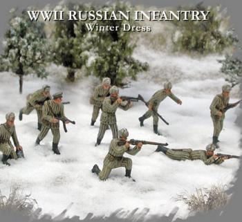 WWII Russians Infantry (Winter Dress)--forty unpainted 1:72 scale plastic figures WWII Russians Infantry (Winter Dress)--forty unpainted 1:72 scale plastic figures #18673