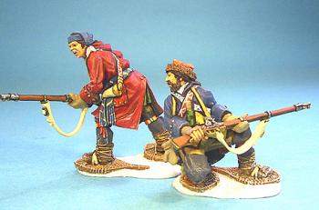 Image of French Militia, Set 2, Battle on Snowshoes, 1758--two figures skirmishing--RETIRED--LAST ONE!!