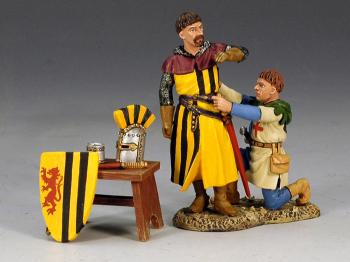 Image of A Knight Dressing For Battle with Squire--two figures and arming rack--RETIRED--LAST ONE!! #19535