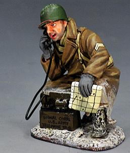 Image of U.S. Corporal Kneeling with Field Telephone--single figure--RETIRED. - -ONE AVAILABLE!