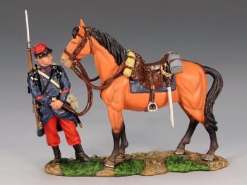 Image of French Poilu Attending to a General's Horse--single figure with horse--RETIRED--LAST ONE!!