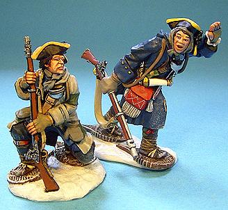 Image of Ensign Durantaye and Cadet Richelieu, Battle on Snowshoes, 1758--two figures--RETIRED--LAST ONE!! Image of Ensign Durantaye and Cadet Richelieu, Battle on Snowshoes, 1758--two figures--RETIRED--LAST ONE!!