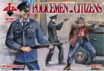 Image of Policemen & Citizens, early 20th century--48 figures in 12 poses--TWO IN STOCK. #21192