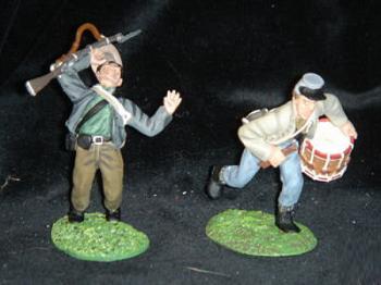 Image of Confederate Drummer and Wounded Private--two figures--RETIRED--LAST ONE!!