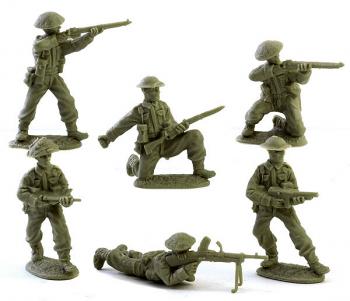 Image of WWII British Infantry (Khaki Olive)--12 figures  in 6 action poses