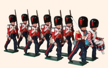 Image of Coldstream Guards Marching, Crimean War, 1854 - 1856--Officer, Drummer, & six Guardsmen