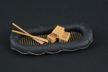 Image of Rubber Dinghy with oars and 3 crates--RETIRED--LAST ONE!!