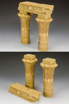 Image of Temple Ruins--two carved stone pillars support a keystone--RETIRED. ONE AVAILABLE! #22702