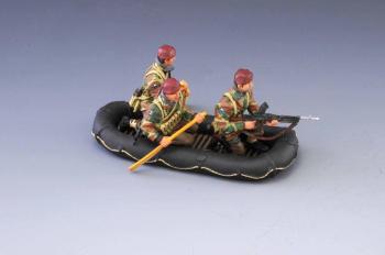 Image of Para Dinghy Set, Arnhem--three British Paratrooper figures in dingy--RETIRED--LAST ONE!!