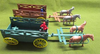 Farm Wagon or Trailer, brown (unassembled; includes wheels & horses) -- LAST FEW! Farm Wagon or Trailer, brown (unassembled; includes wheels & horses) -- LAST FEW! #23638