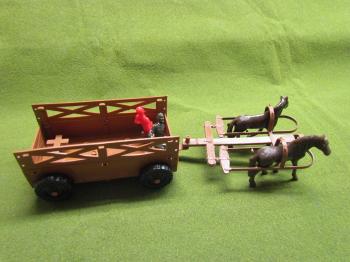 War Wagon or Trailer, brown (unassembled; includes wheels, horses--RETIRED--LAST THREE!! #23640