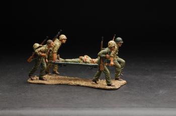 Image of Stretcher Team--four U.S. Marines carry wounded Marine--RETIRED--LAST ONE!!