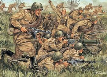 WWII Russian Infantry--46 figures in 13 poses and 2 horses WWII Russian Infantry--46 figures in 13 poses and 2 horses #2706