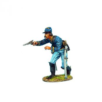 Image of 8th IL Cavalry Union Dismounted Cavalry Trooper Firing Pistol - single figure--ONE IN STOCK. Image of 8th IL Cavalry Union Dismounted Cavalry Trooper Firing Pistol - single figure--ONE IN STOCK.