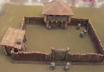 Complete Stockade Fort - 14pcs, Includes Blockhouse,Cabin, 7 walls, Gate, 4 corners (Painted)--ONE AVAILABLE!  Complete Stockade Fort - 14pcs, Includes Blockhouse,Cabin, 7 walls, Gate, 4 corners (Painted)--ONE AVAILABLE!  #24233