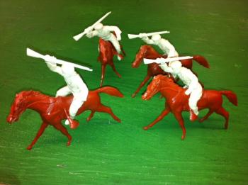 Image of Mounted Arabs with Horses--4 cream Arabs, 4 brown horses--RETIRED.