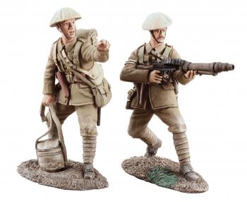 Image of 1916 British Infantry Lewis Gun Team On The Move No.1--2 Piece Set--RETIRED--LAST ONE!! Image of 1916 British Infantry Lewis Gun Team On The Move No.1--2 Piece Set--RETIRED--LAST ONE!!
