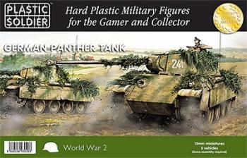 Image of 15mm Easy Assembly German Panther Tank--contains five unassembled plastic tanks--TWO IN STOCK.