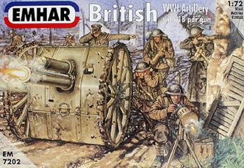 WWI British Artillery--1:72nd scale unpainted plastic figures #3003